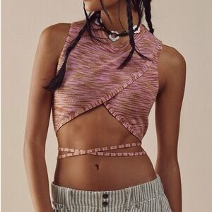 Free People Pink Sleeveless Wrap Top